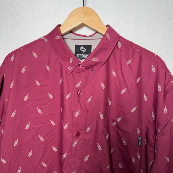 NEW Pattern OPS Angels Envy Short Sleeve Button Up Shirt Ruby Red Men’s 3XL - Picture 3 of 6
